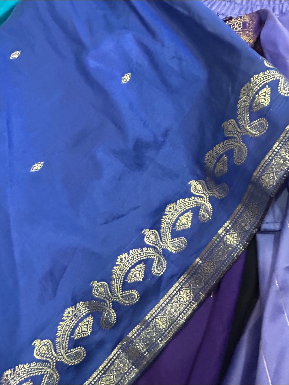 100% Silk Sari Handmade Handkerchief Skirt Boho Smocked Pixie Fairy Peacock⁠ - Picture 9 of 12